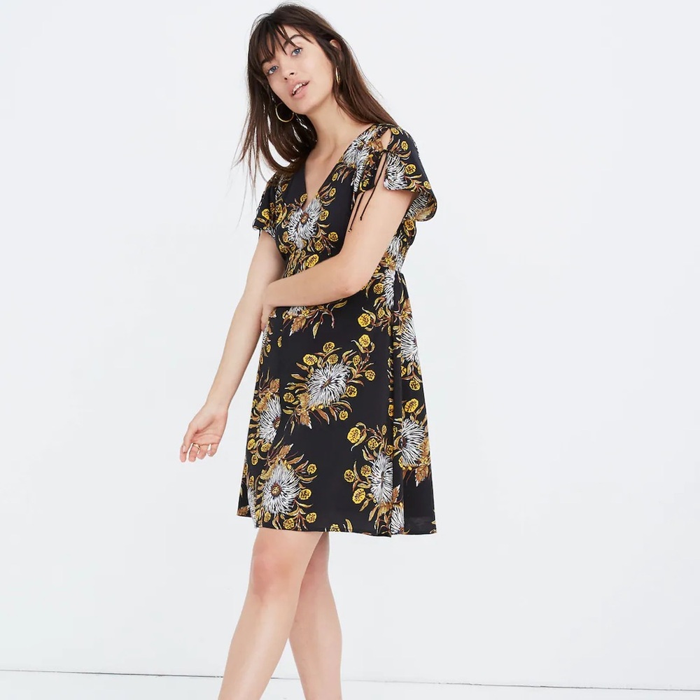 Madewell Open-Back Mini Dress in Painted Blooms size 2